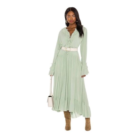 Free people Sweet Darlin Maxi Dress minted jade oversized small ruffle revolve - Picture 3 of 15